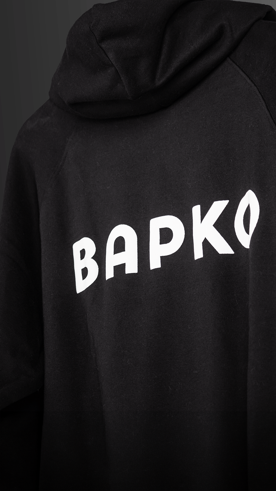 BAPKO BLACK BASIC RAGLAN FLEECE HOODIE