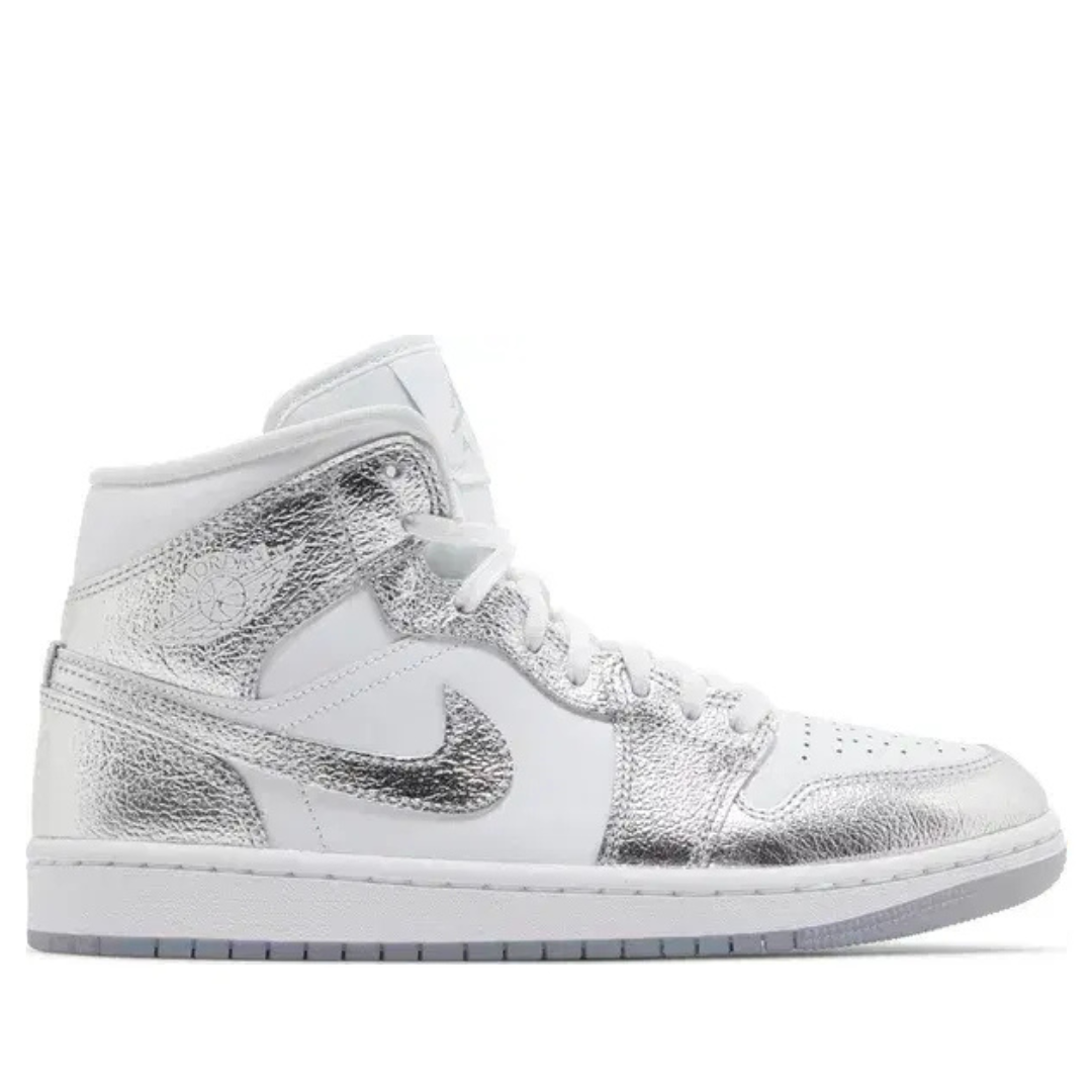 AIR JORDAN 1 MID SE 'WHITE/METALLIC SILVER-WOLF GREY'