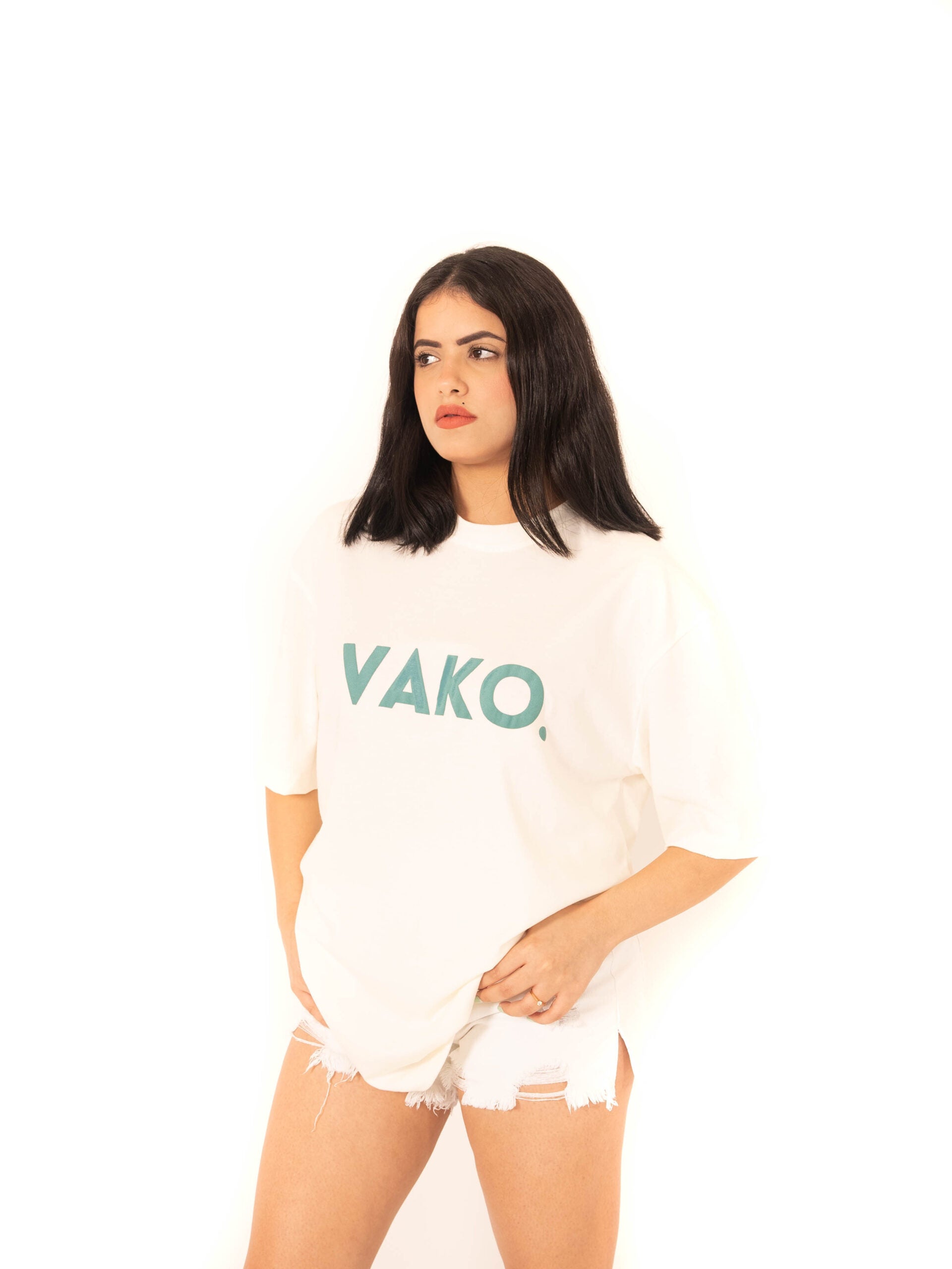 VAKO Classic White Logo Drop Shoulder T-Shirt