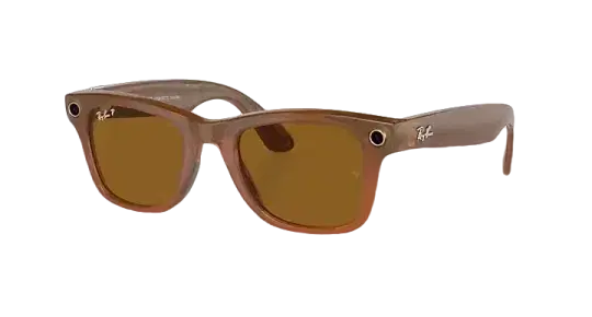 Ray Ban Meta Smart Glasses - Wayfarer 'Shiny Caramel' Lenses - Brown