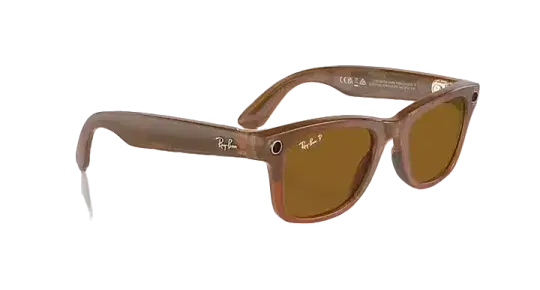 Ray Ban Meta Smart Glasses - Wayfarer 'Shiny Caramel' Lenses - Brown