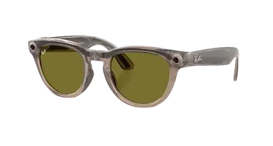 Ray-Ban Meta Low Bridge Fit Headliner 'Shiny Warm Stone' Lenses- Clear/Dark Green Transitions