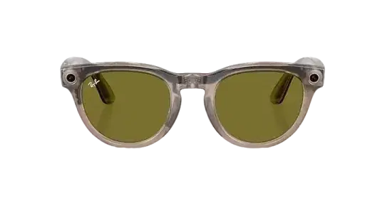 Ray-Ban Meta Low Bridge Fit Headliner 'Shiny Warm Stone' Lenses- Clear/Dark Green Transitions