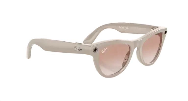 Ray Ban Meta Skyler 'Shiny Chalky Gray' Lenses- Cinnamon Pink